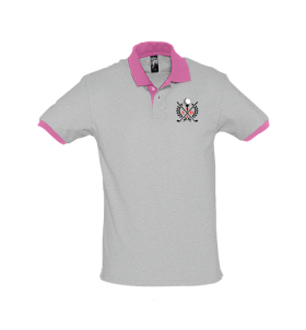Polo brodé gris/rose ADSL